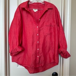 Maeve by Anthropology coral color blouse.